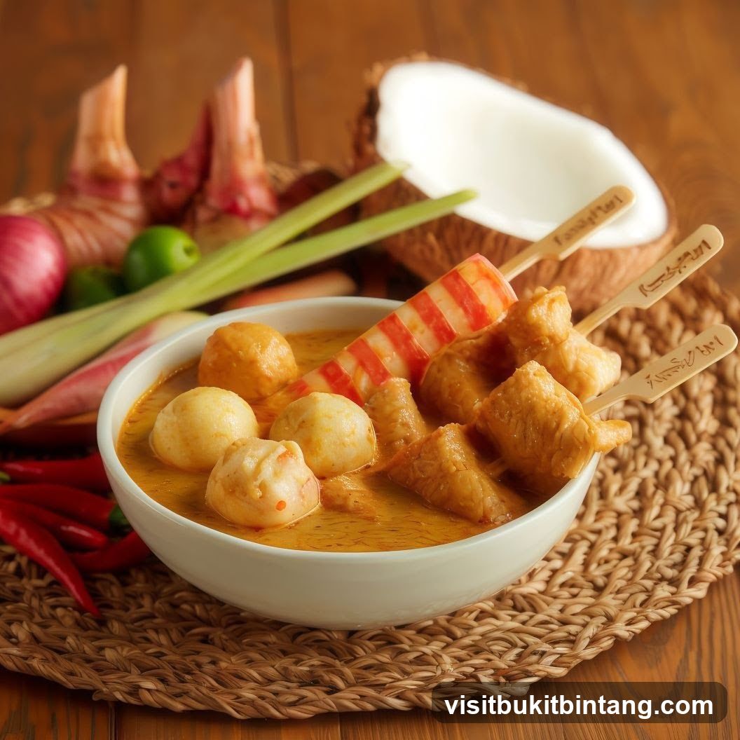 Curry Laksa with Skewered Ingredients