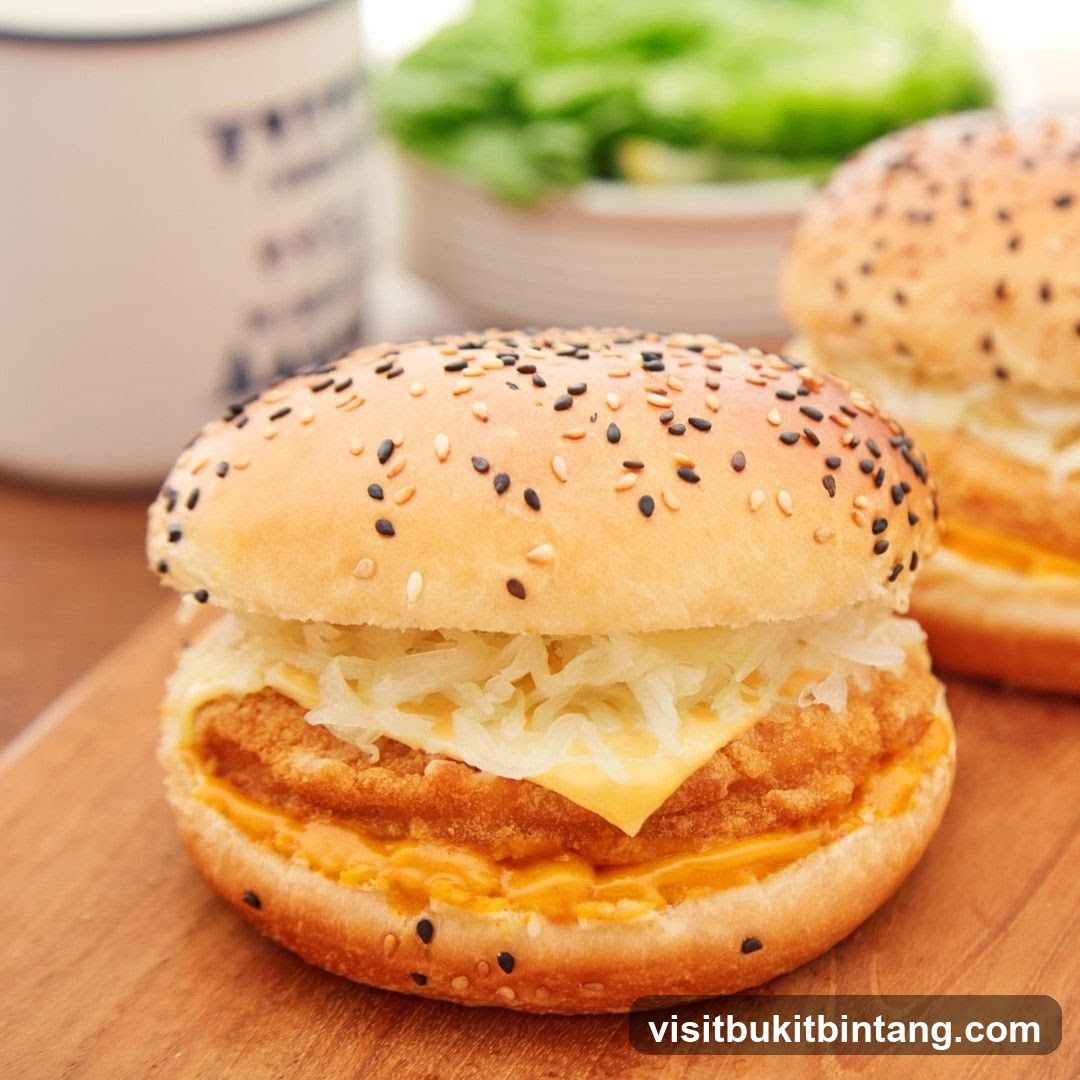 Chicken Burger with Cheese and Sauerkraut