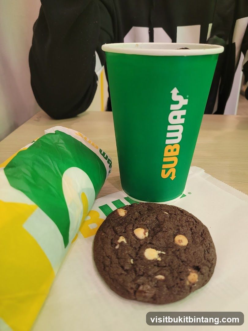 Subway Drink and Cookie