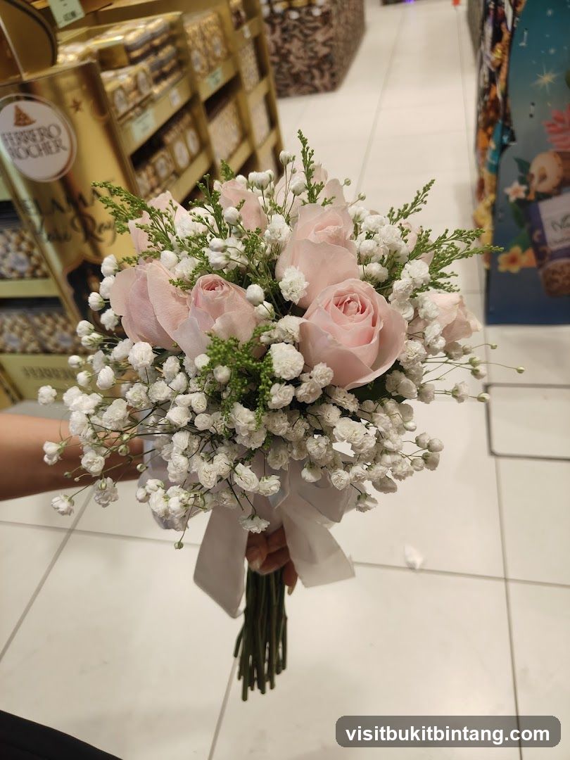 Pink Roses and Baby's Breath Bouquet