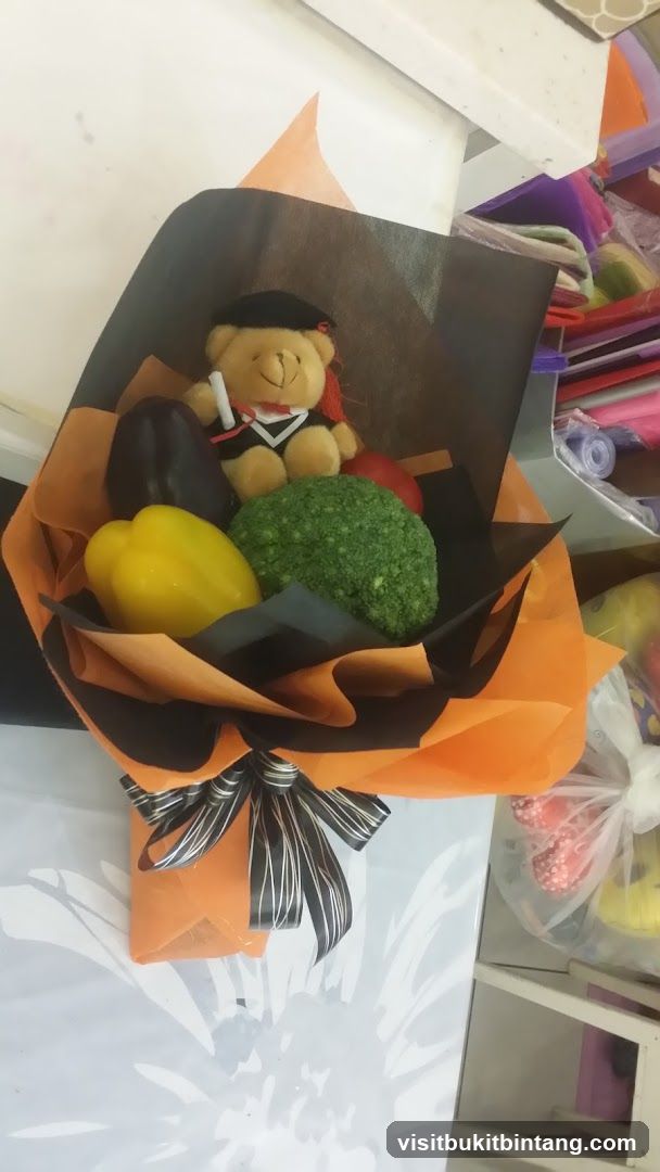 Graduation Teddy Bear and Vegetable Bouquet
