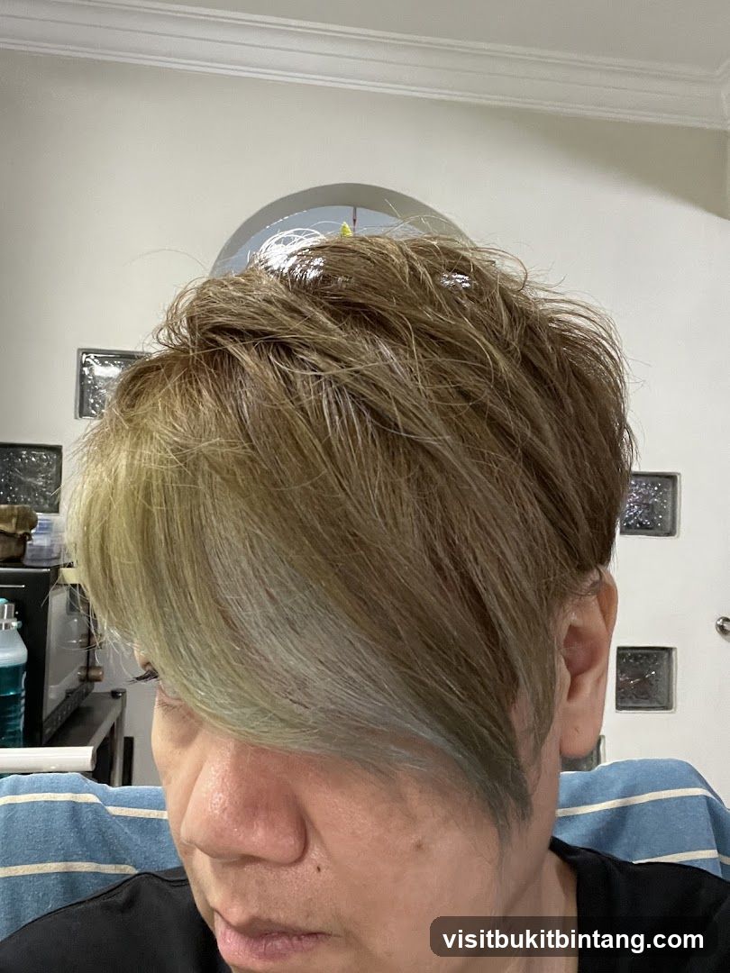 Woman with layered, asymmetrically cut hair