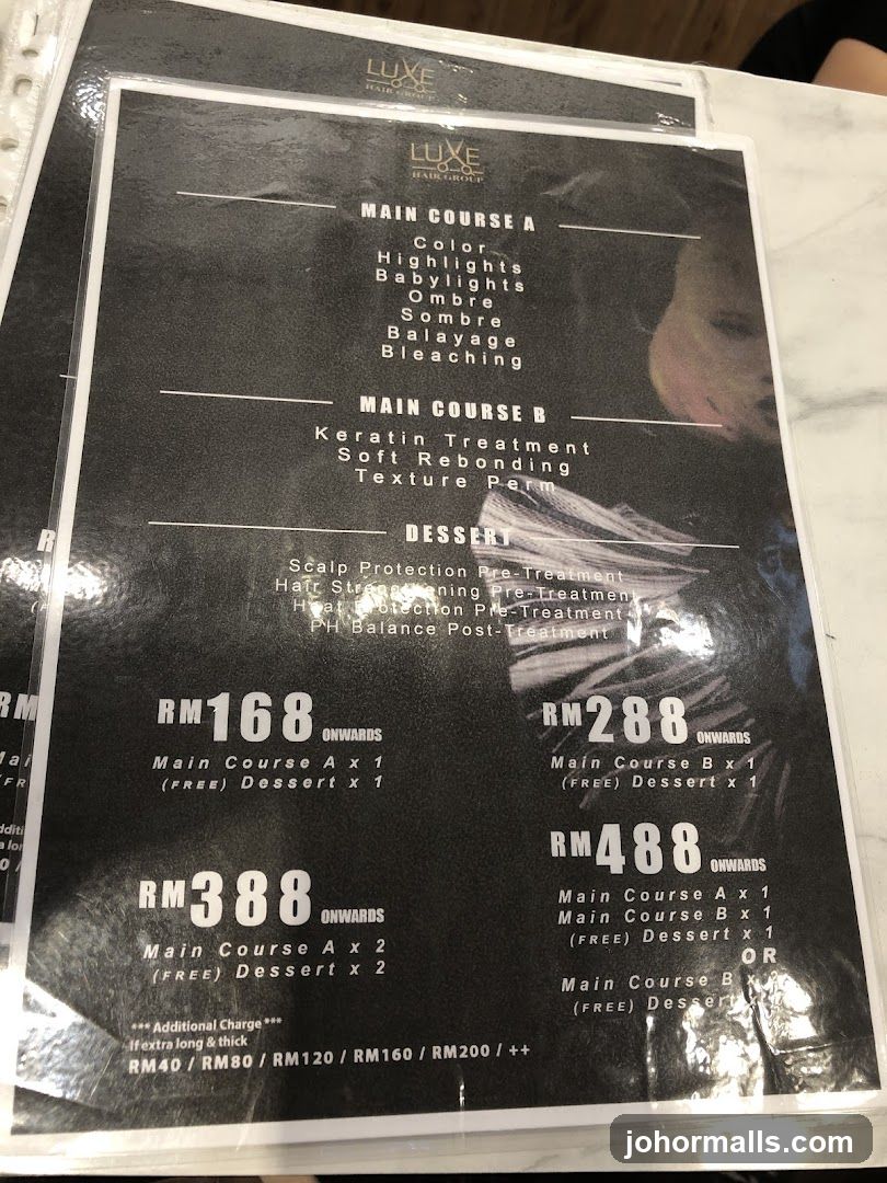 LUXE HAIR GROUP Menu