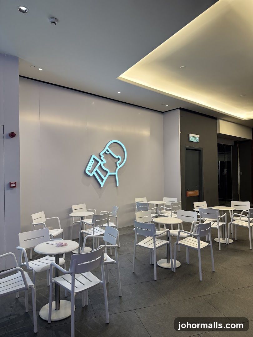 Cafe Interior with Neon Sign