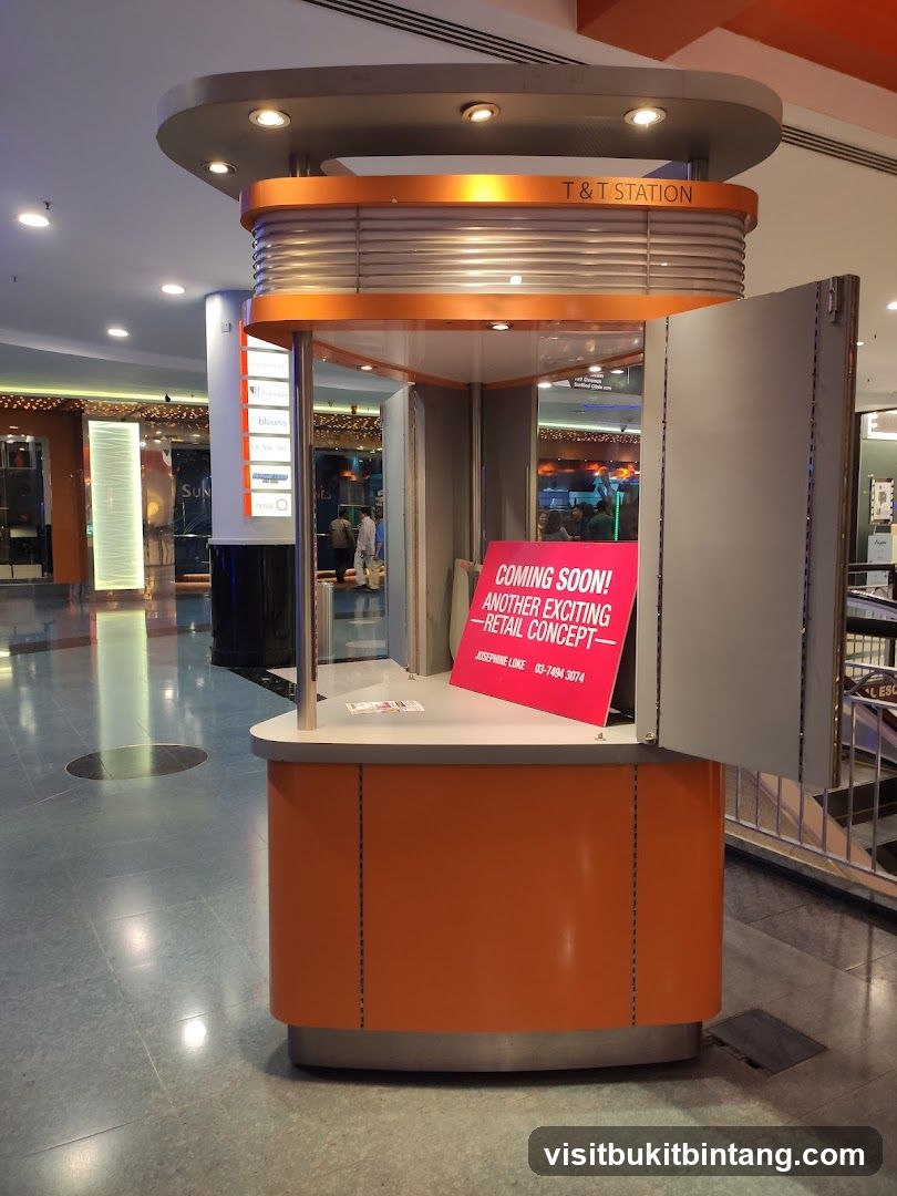 Retail kiosk with "Coming Soon" sign