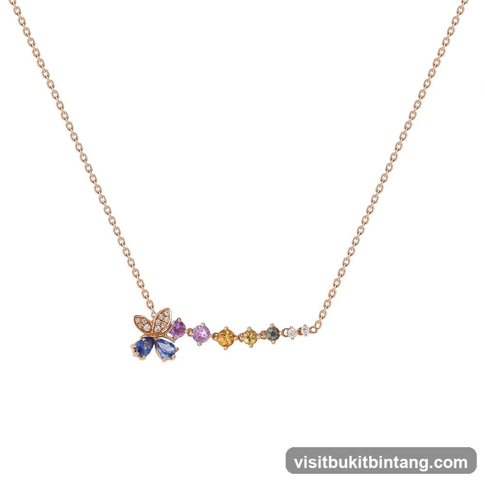 Butterfly necklace with colorful gemstones
