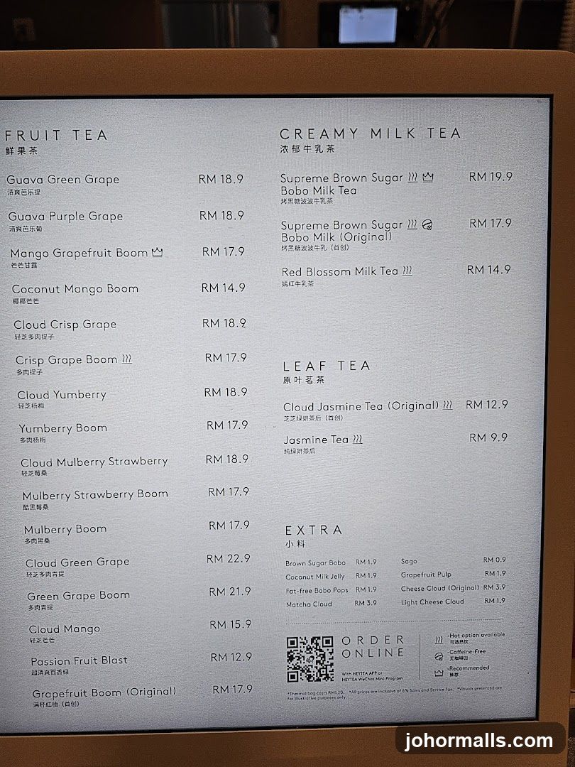 HEYTEA Menu