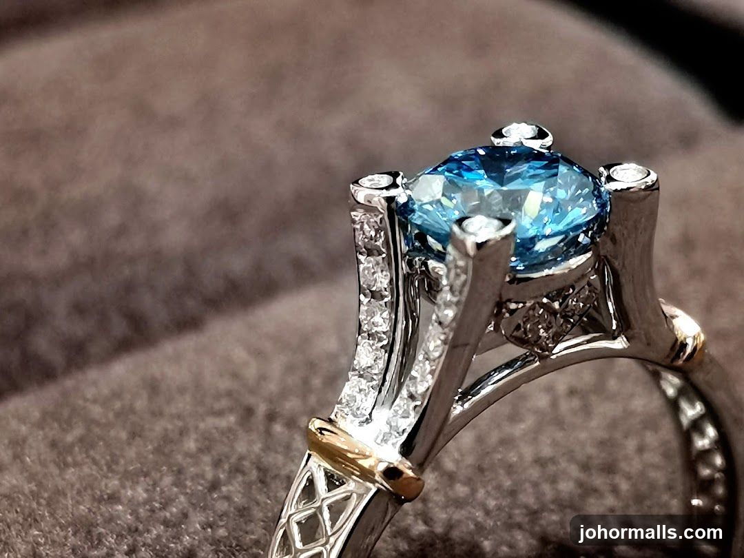 Diamond and Aquamarine Ring
