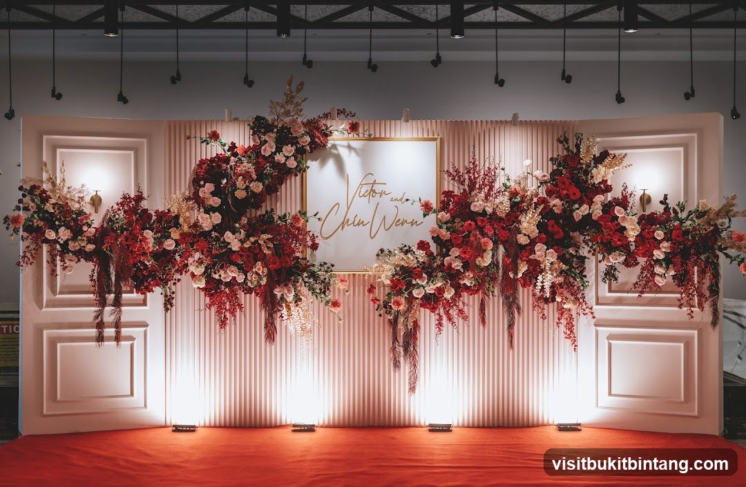 Wedding backdrop with floral arrangements