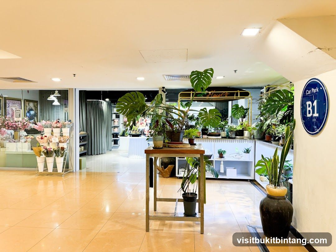 Indoor plant shop with floral display