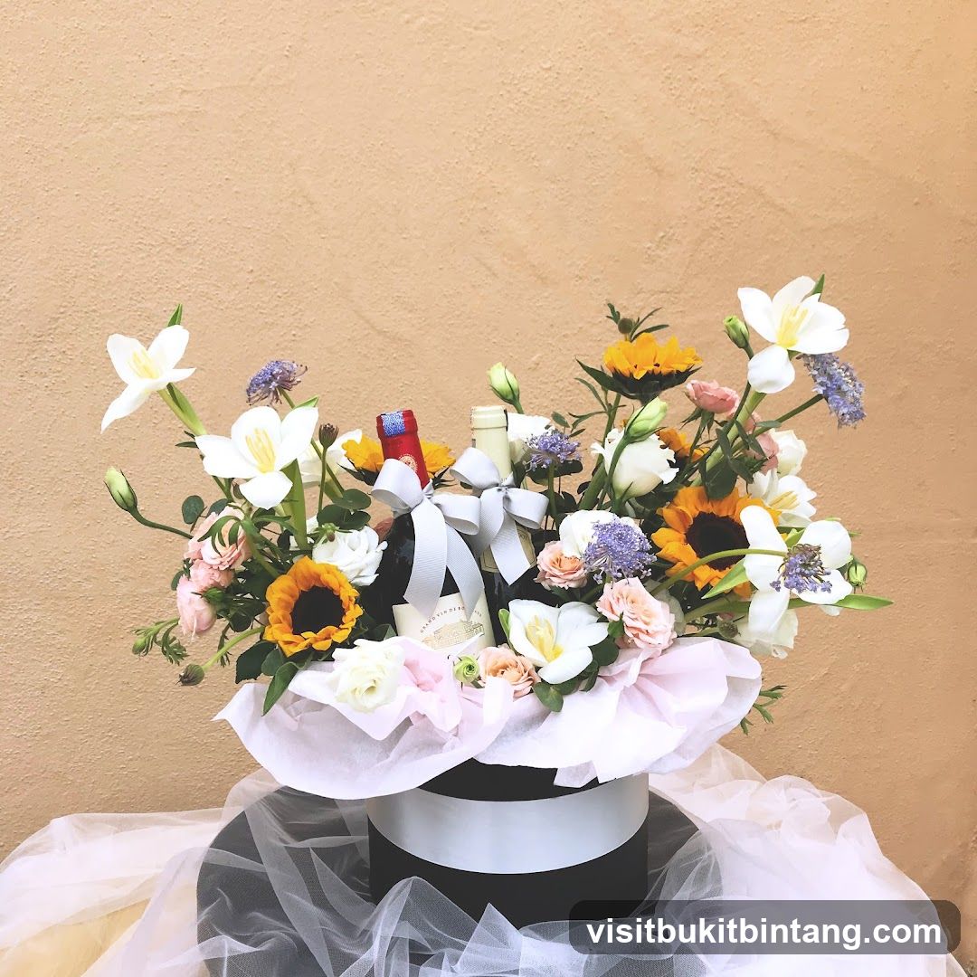 Flower and Wine Arrangement