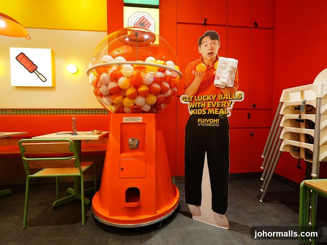 Restaurant Interior with Gumball Machine and Cardboard Cutout
