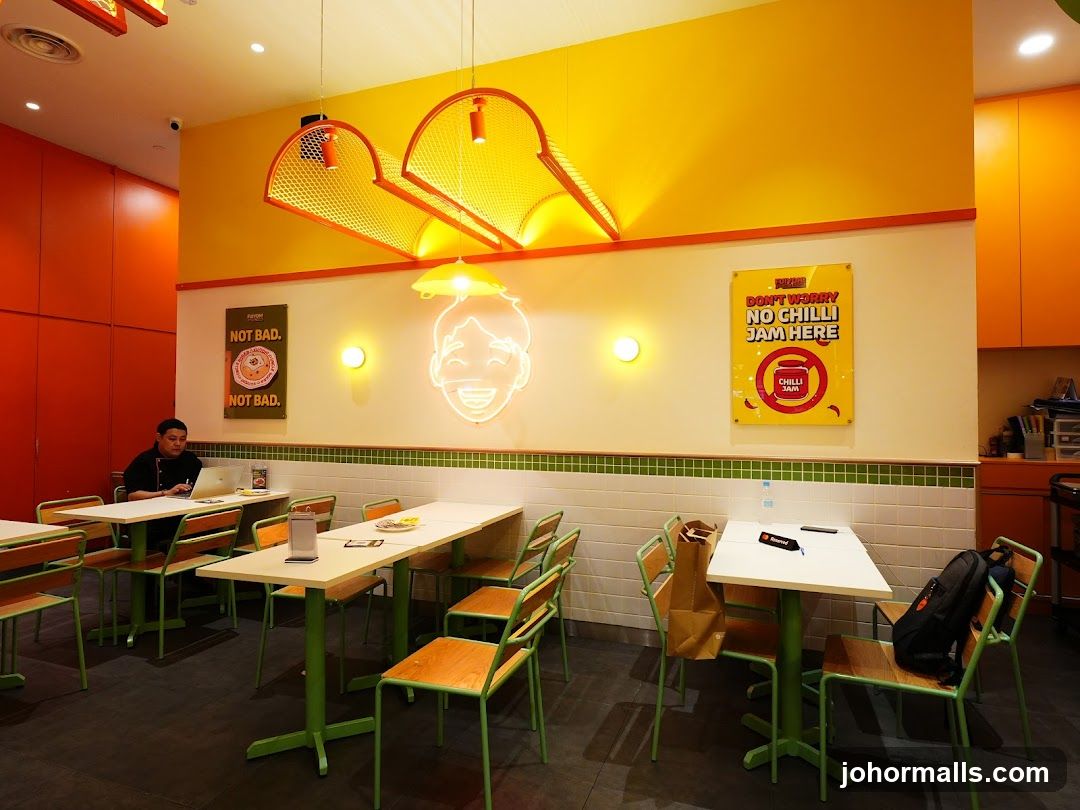 Restaurant Interior with Neon Sign