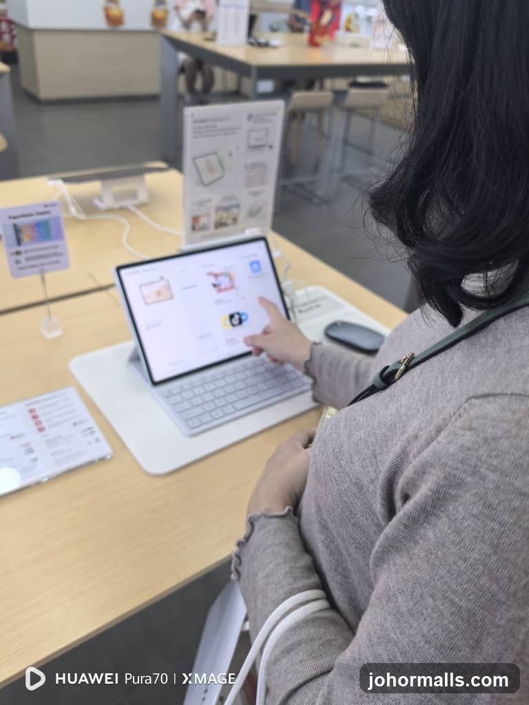 Customer Interacting with a Tablet Display