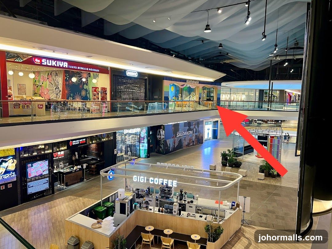 Shopping Mall Interior with Various Shops