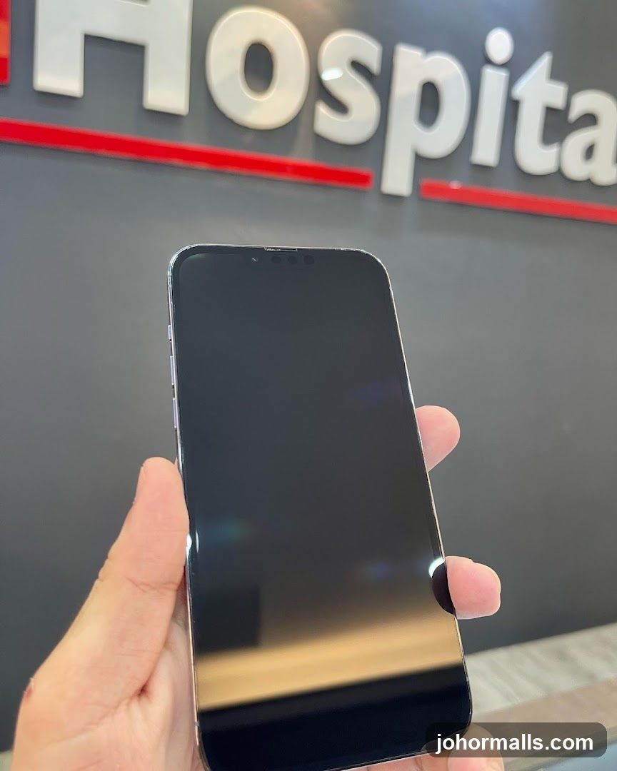 Smartphone in front of a sign
