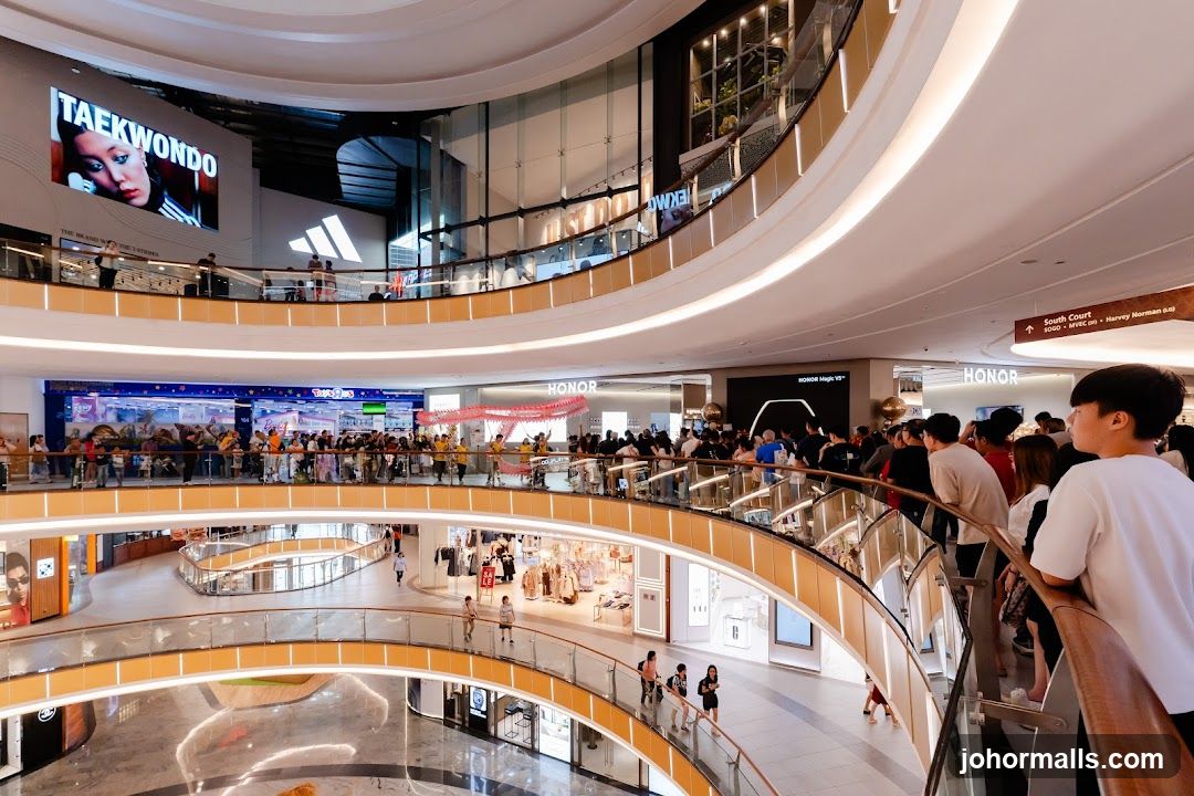 Busy shopping mall interior