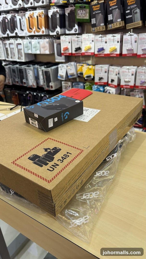 Logitech Mouse and Acer Laptop Packaging