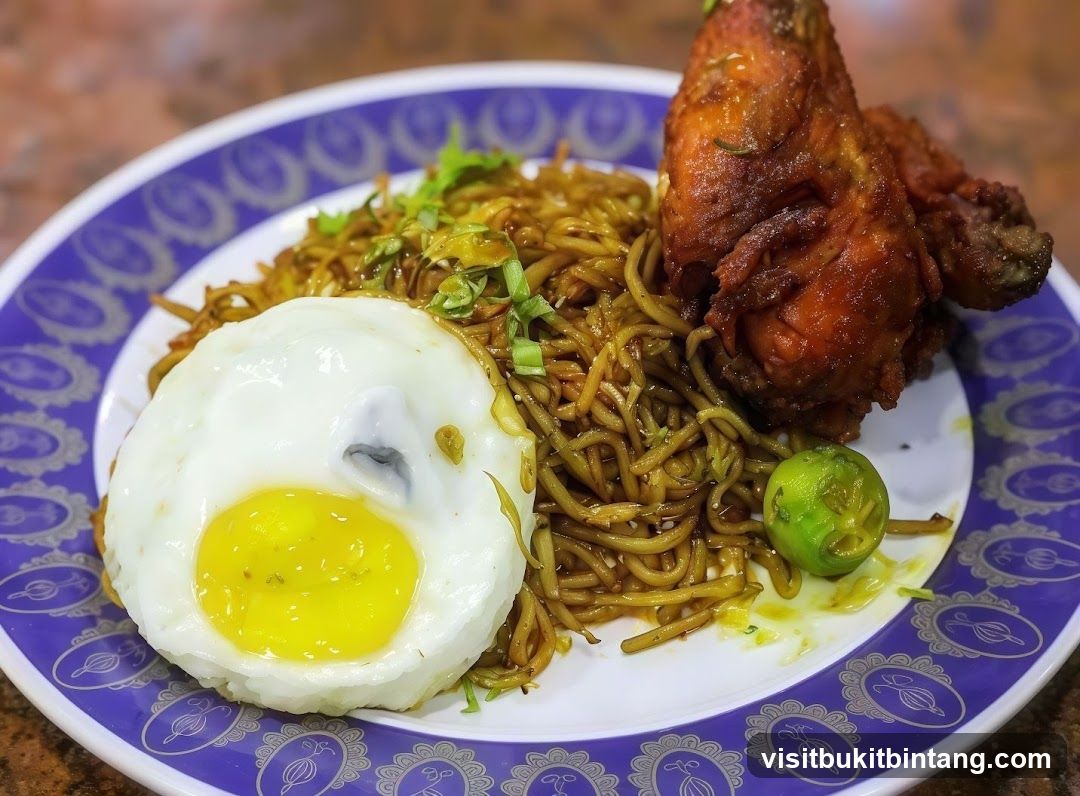 Noodles with Fried Egg and Chicken