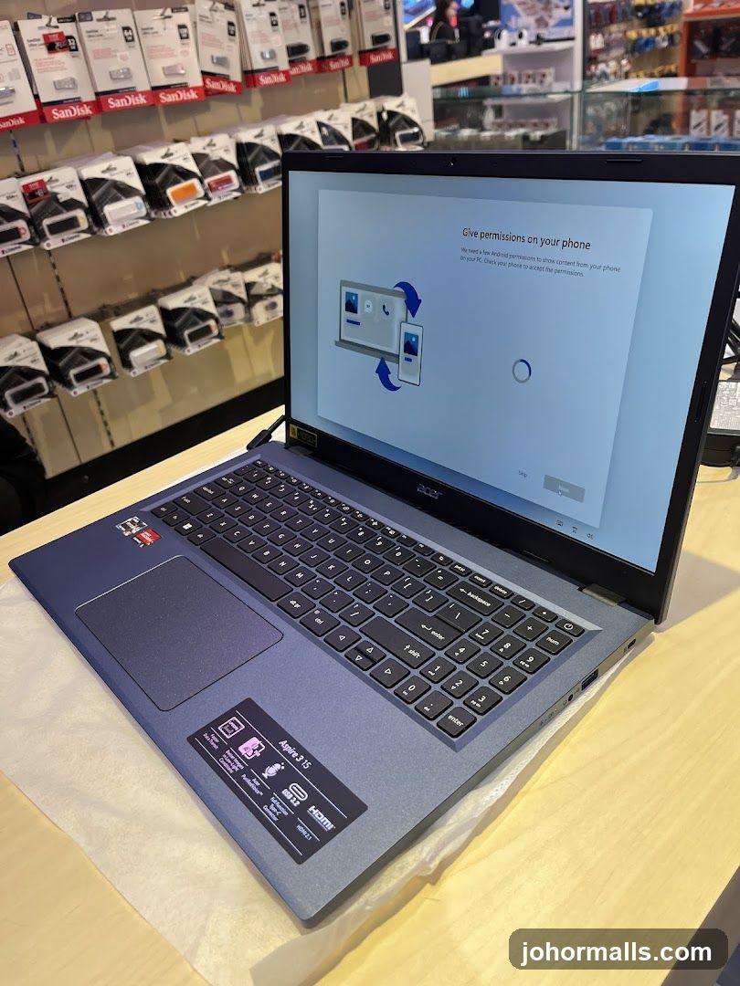 Laptop setup screen