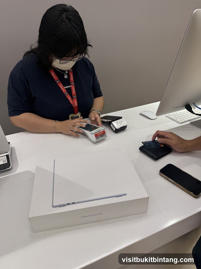 Customer making a payment at a retail counter