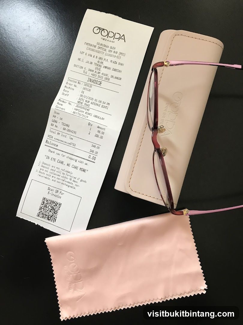 Eyeglasses and Invoice