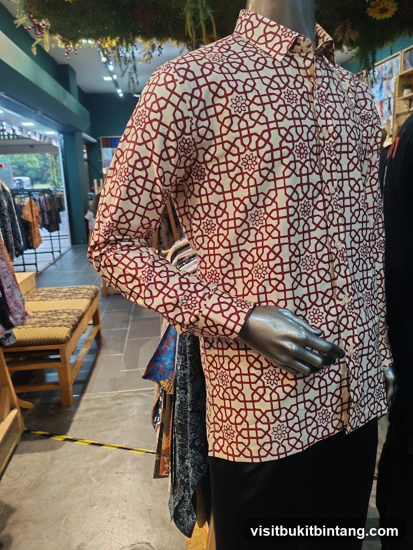 Mannequin wearing a patterned shirt