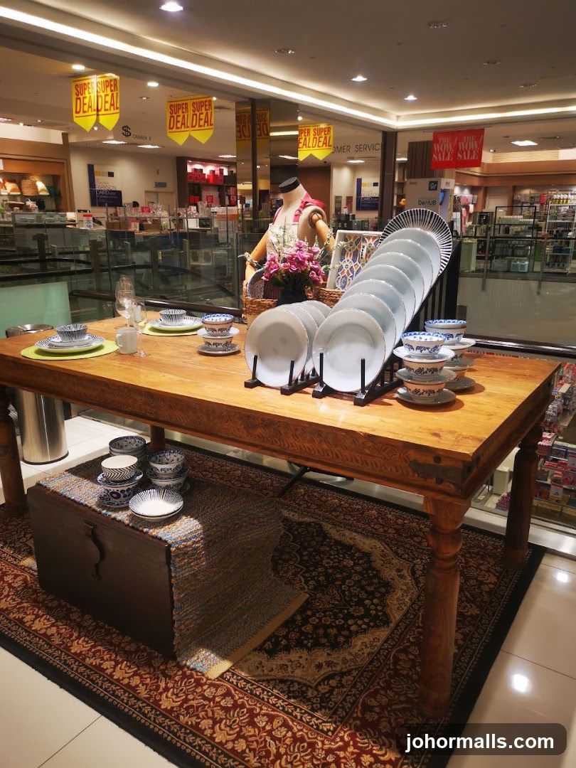 Table setting display with plates and bowls