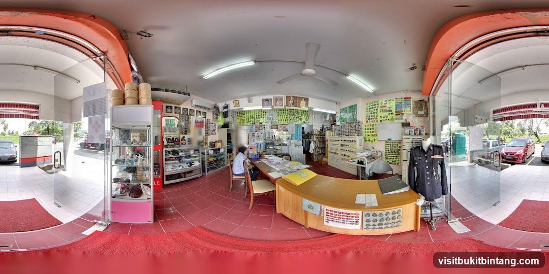 Store Interior with Display Cases and Counter