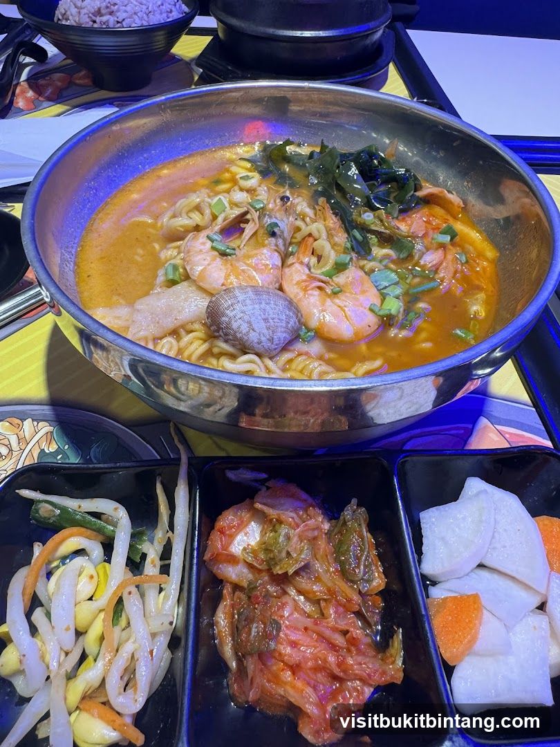 Korean Noodle Soup with Side Dishes