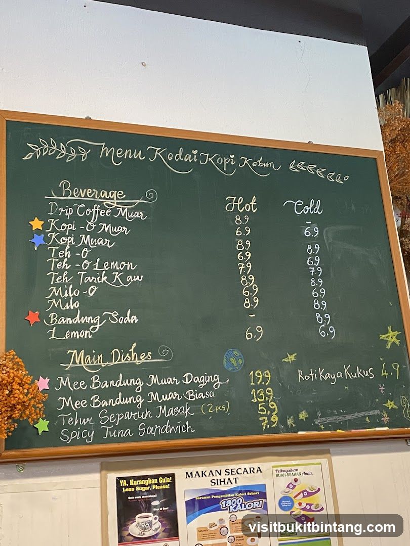 Menu Kedai Kopi Kebun