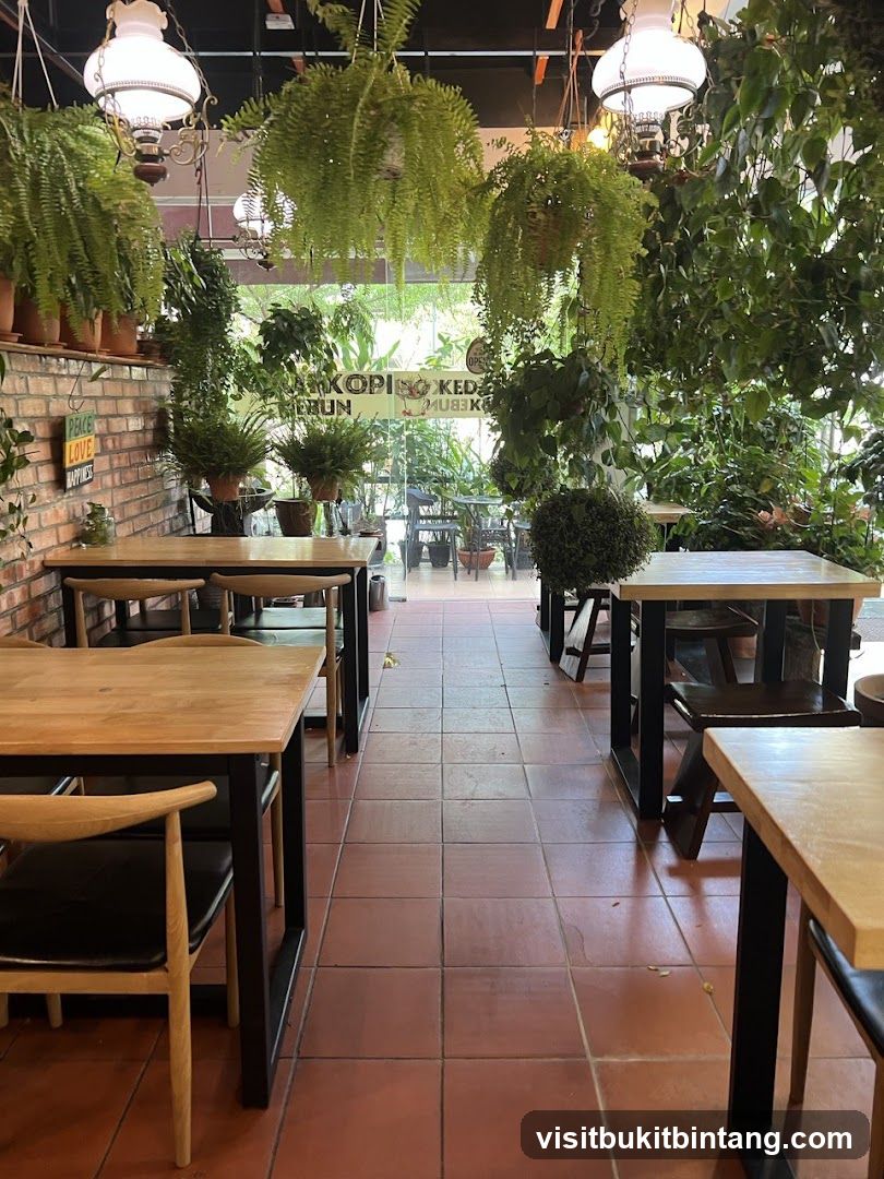 Cafe Interior with Lush Greenery