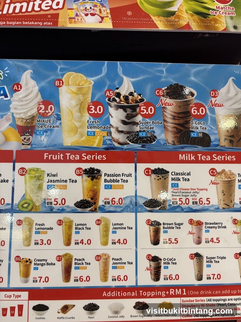 MIXUE Menu