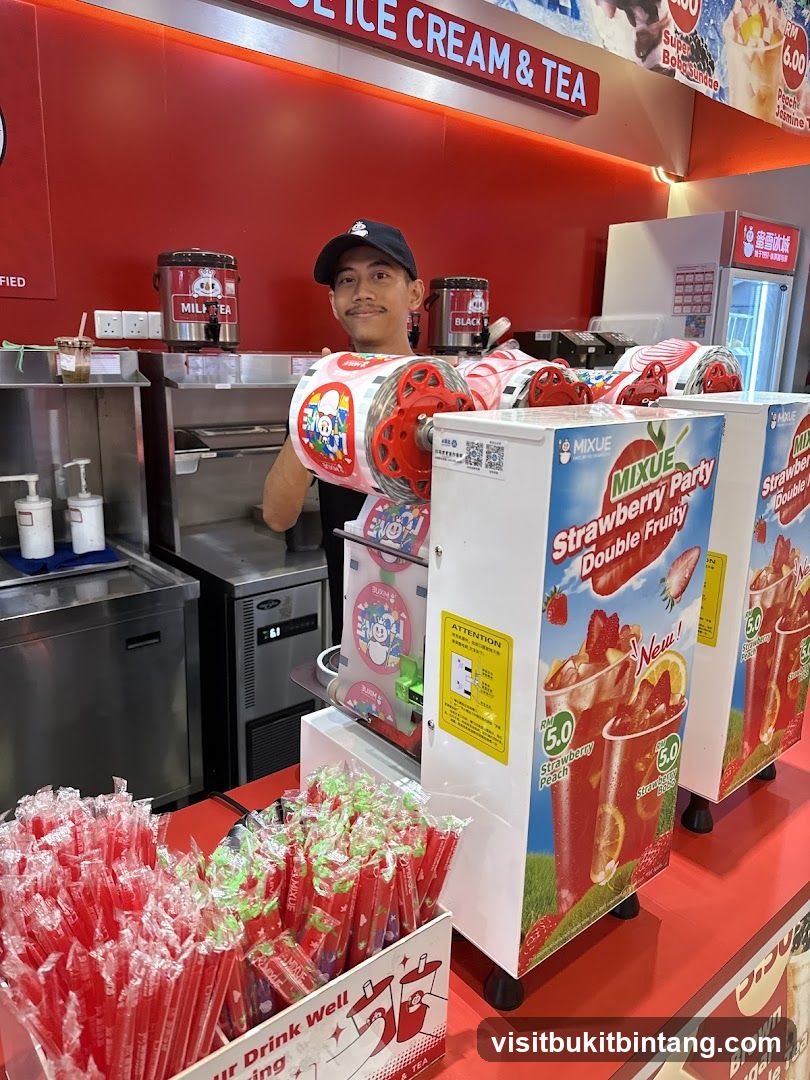 Staff at a beverage counter