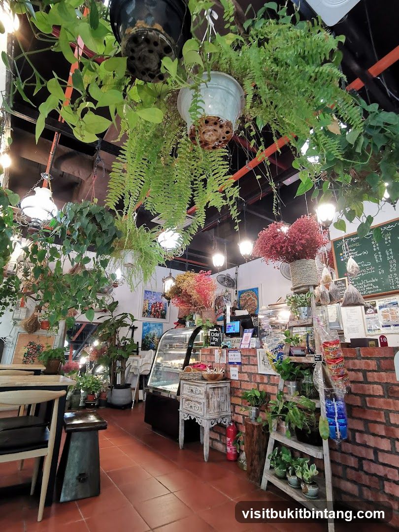 Cozy Cafe Interior with Abundant Greenery