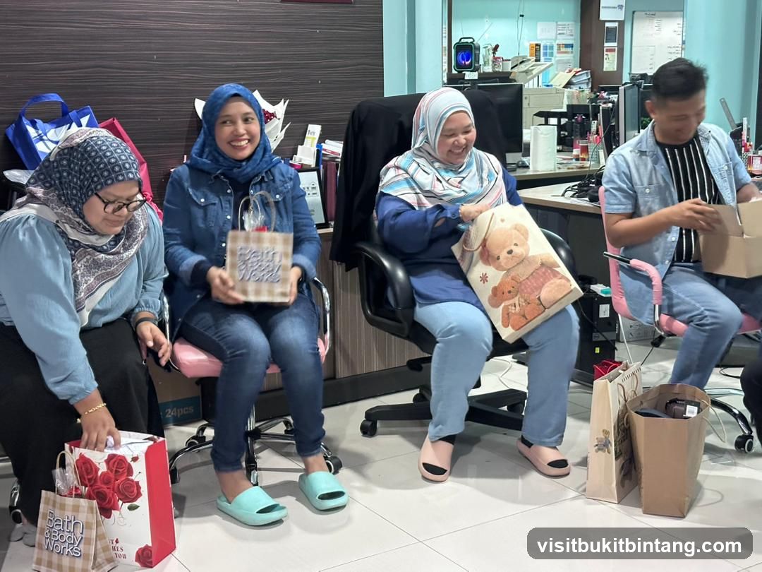 People holding gift bags