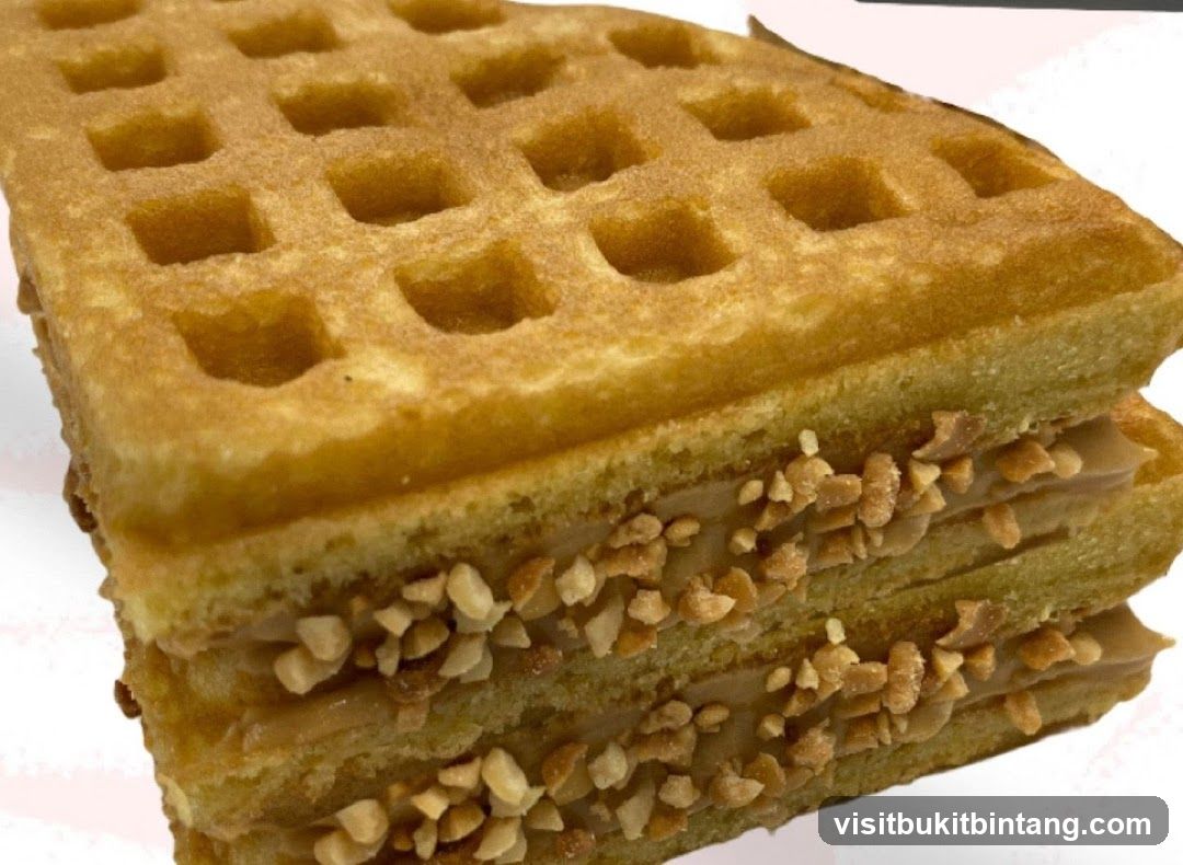 Waffle Sandwich with Cream and Nuts