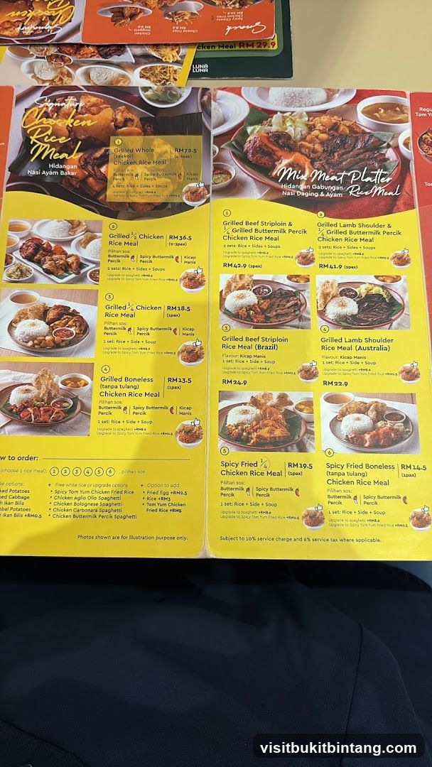 Chicken Rice Meal Menu
