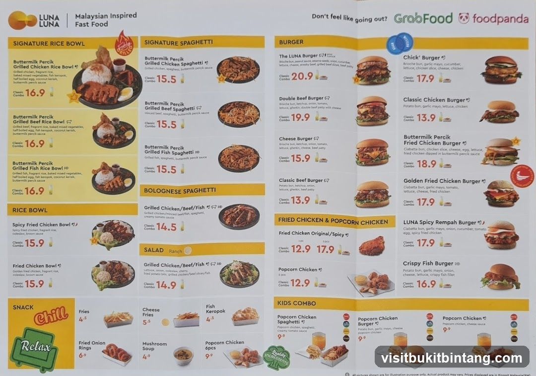 LUNA Malaysian Inspired Fast Food Menu