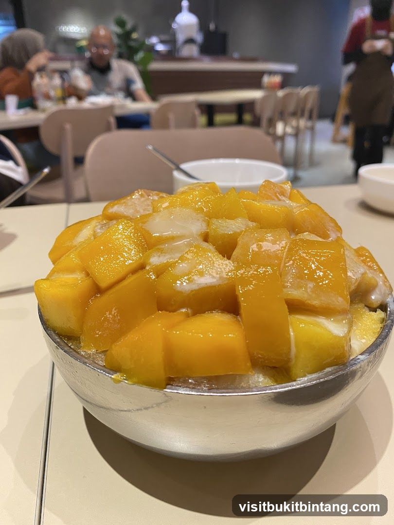 Mango shaved ice dessert