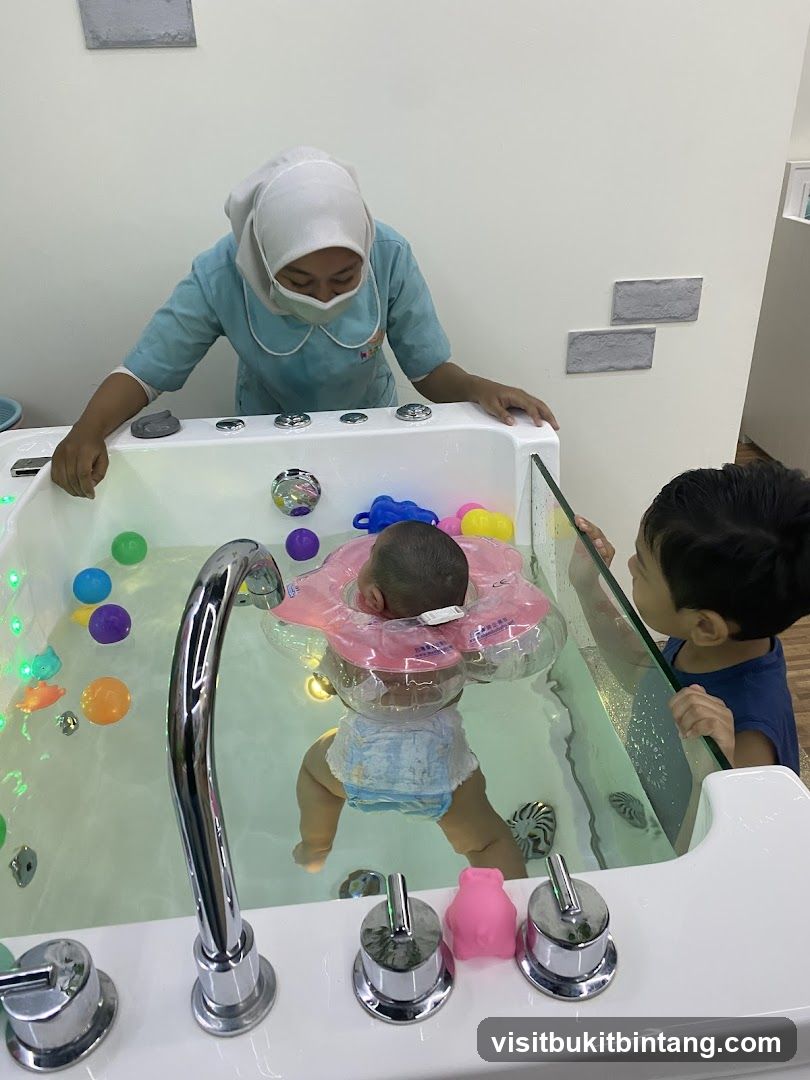 Baby enjoying a hydrotherapy session