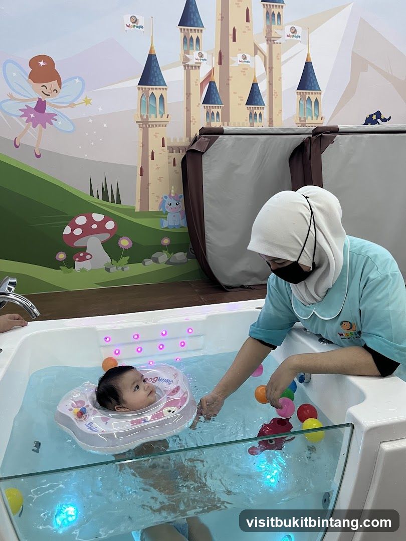 Baby enjoying a hydrotherapy session
