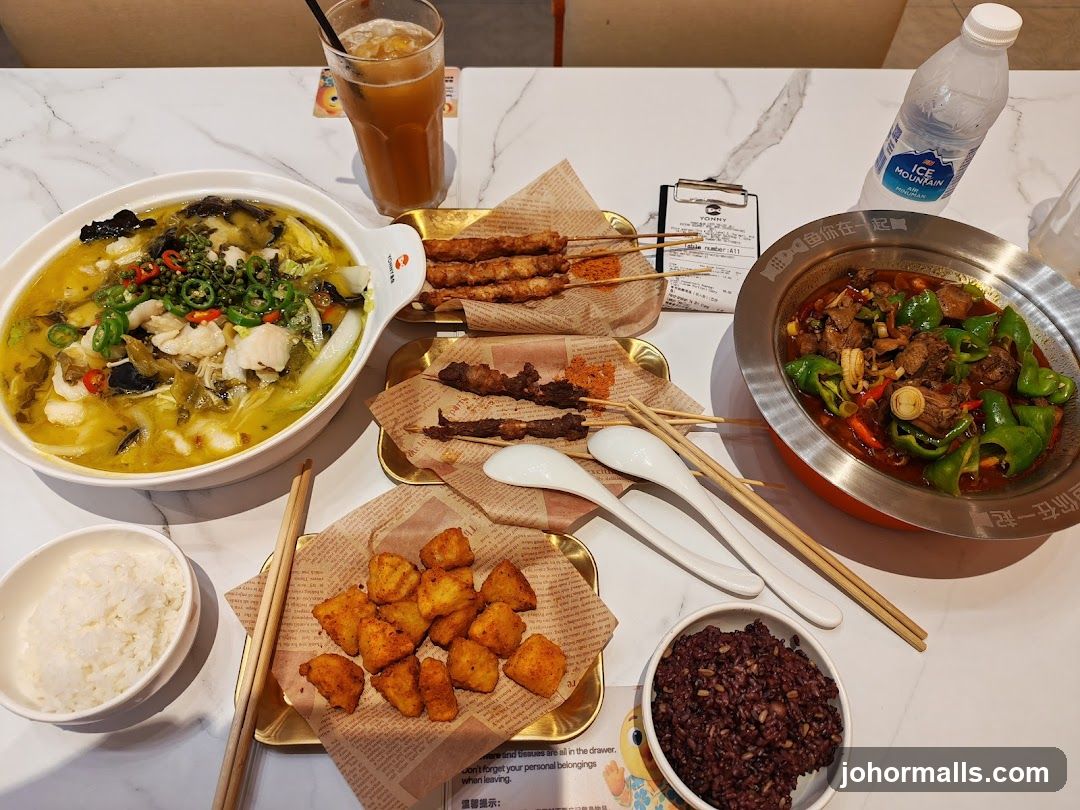 Meal with Skewers and Rice