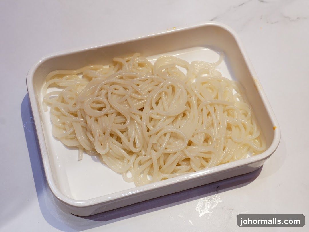 Noodles in a White Dish