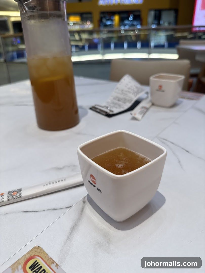 Table Setting with Drinks and Receipt