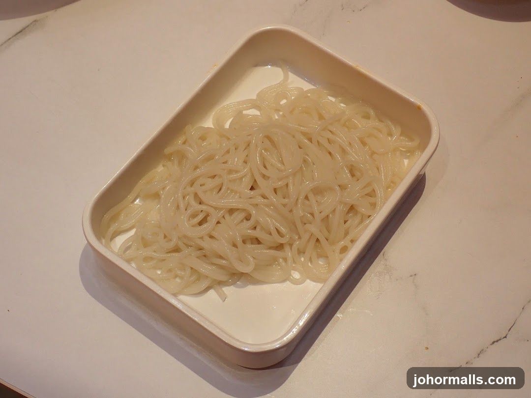 Noodles in a White Dish