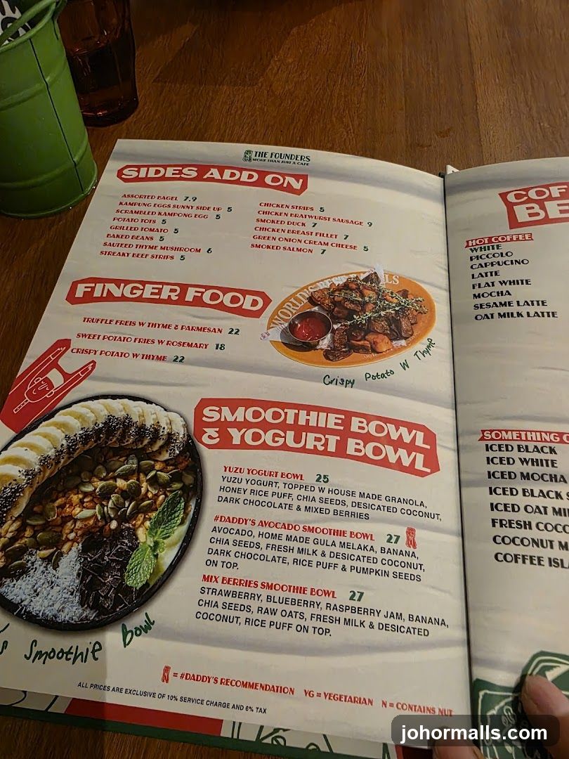 The Founders Menu