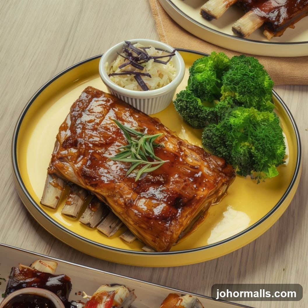 BBQ Ribs with Broccoli and Coleslaw