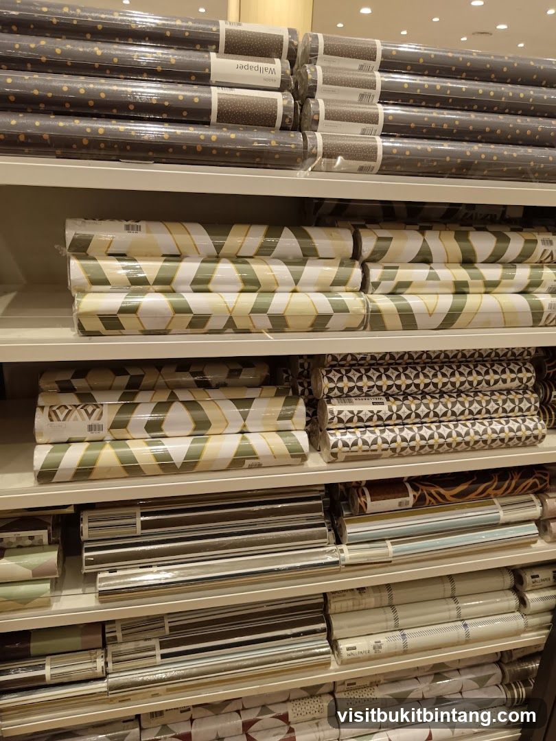 Wallpaper Rolls on Shelves