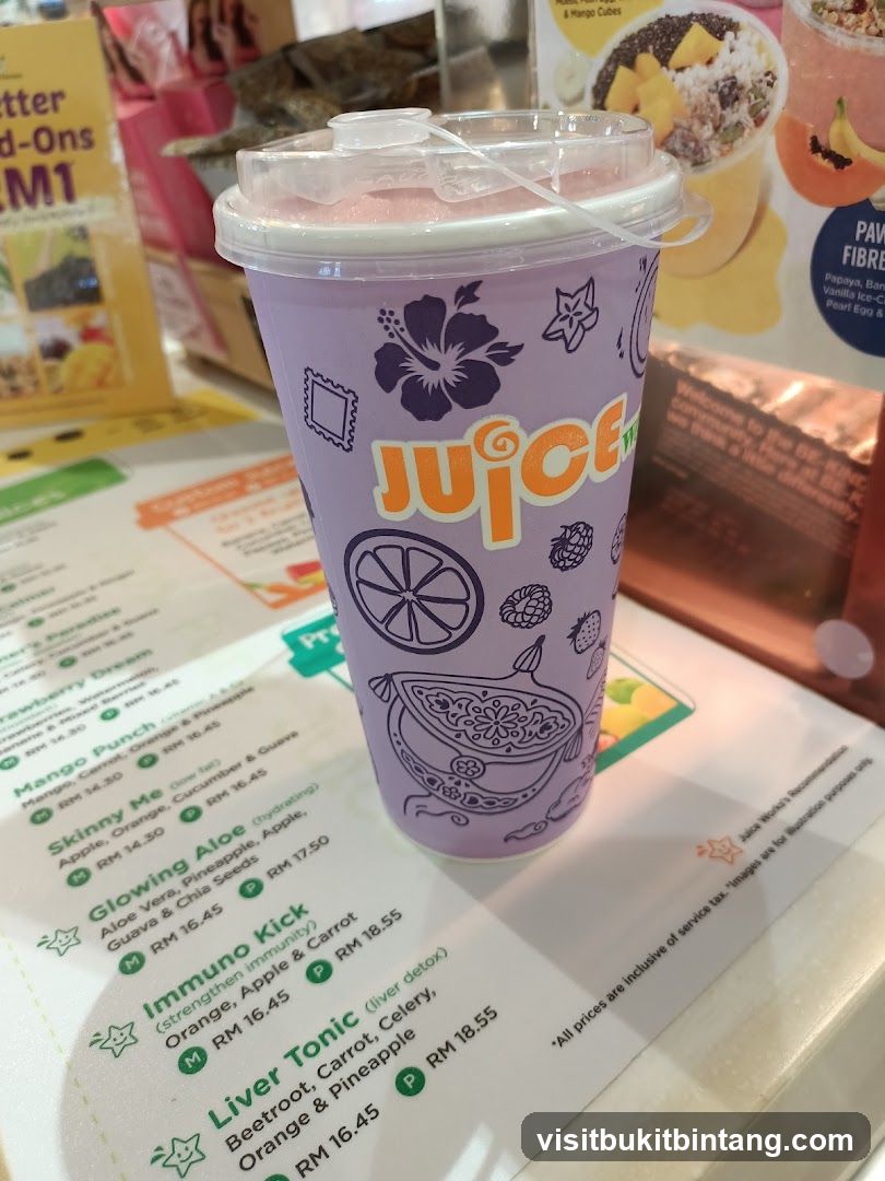 Juice cup on a menu